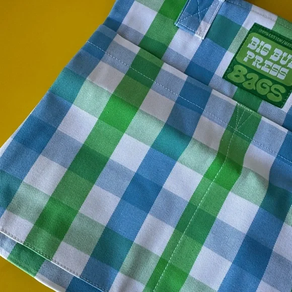 Big Bud Press Green and Blue Checkered Mini Zip Tote Bag NEW! - Picture 3 of 11